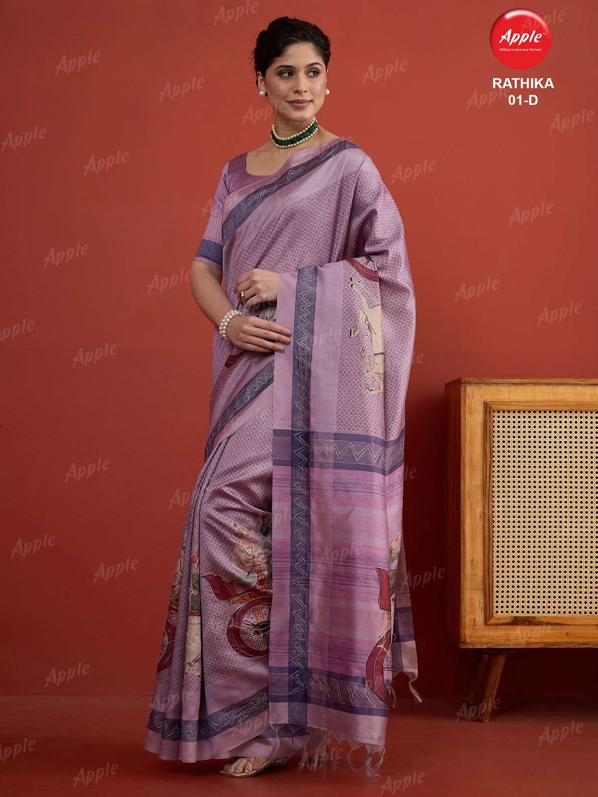 APPLE RATHIKA 1 ART SILK FABRIC WITH HERITAGE ART WORK ON SAREE WHOLESALE IN SURAT 